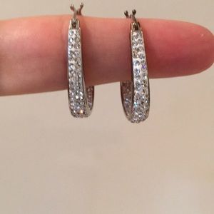 Silver CZ studded hoops